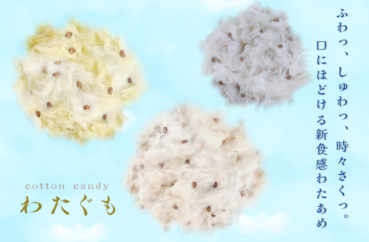 【新商品】わたぐも3個入セット | 口にほどける新食感わたあめ(あずきみるく・あずききなこ・あずきまっちゃ)