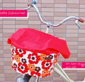 明るくスタイリッシュ！レッド×リトルフフラ柄バスケットカバー（自転車前かごカバー）　【RCP】