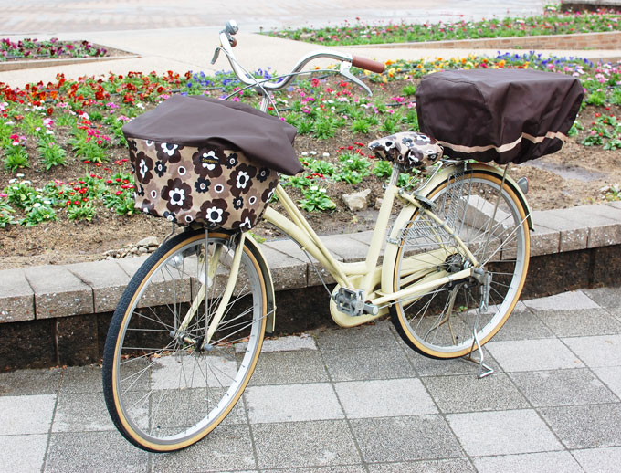 自転車前カゴカバー♥濃いローズ【Ｌ】タグ付き　ショート丈 楽天市場】自転車カゴカバーセット 楽天 自転車カゴカバー前