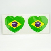 ハート型ブラジル国旗ステッカー