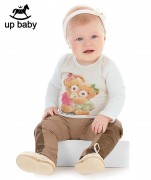 ◆期間限定セール◆【UP BABY】女の子長袖シンプルトップス【ラインストーン・くま】オフホワイト|女の子|キッズ