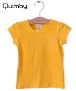 【QUIMBY】女の子Tシャツ【ラインストーン・無地】Qbyロゴ｜イエロー|女の子|キッズ