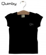 【QUIMBY】女の子Tシャツ【ラインストーン・無地】Qbyロゴ｜ブラック|女の子|キッズ