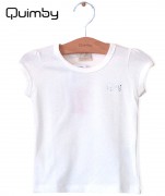 【QUIMBY】女の子Tシャツ【ラインストーン・無地】Qbyロゴ｜オフホワイト|女の子|キッズ