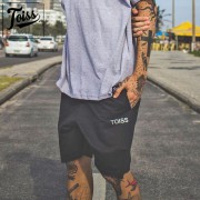 【TOISS】スウェット切りっぱなしハーフパンツ| ブラック