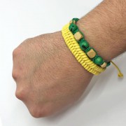 【ミサンガ風ブレスレット】2本セット【ブラジル】 | グリーン×イエロー|アクセサリー|メンズ