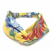 【ターバン風CHITAヘアバンド】トロピカルフラワー柄 | イエロー|アクセサリー|レディース