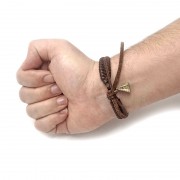 ◆期間限定セール◆【アパレシーダ編みブレスレット】革ベルトタイプ | ブラウン|アクセサリー|メンズ