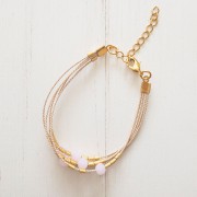 【moema】モエマ クリスタルビーズBuritiブレスレット | ナチュラル×ピンク|アクセサリー|レディース