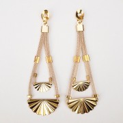 【moema】モエマ ダブルモチーフBuriti扇ピアス | ナチュラル×ゴールド|アクセサリー|レディース
