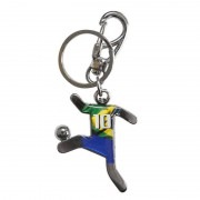 【ブラジルサッカー】10番プレイヤー両面キーホルダー | シルバー