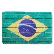 【屋内用マット】レンガ風ブラジル国旗柄 | ブラジルカラー|インテリア雑貨