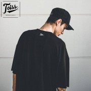 【TOISS】トイスドロップショルダートップス CAMISETAO スウェット生地Tシャツ | ブラック