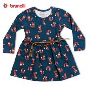 【BRANDILI】女の子タッセルベルト付き長袖ワンピース 子供服・おしゃれ着｜ダークグリーン|女の子|キッズ