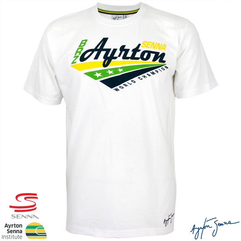 アイルトン・セナ ブラジルカラー公式白Tシャツ｜すべての商品の