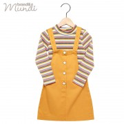 【BRANDILI MUNDI】女の子 子供服 長袖ボーダーTシャツ＆ワンピース マスタードイエロー|女の子|キッズ