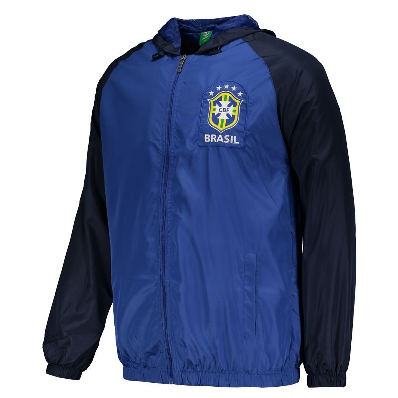 サッカーブラジル代表公式 フード付きウィンドブレーカー ブルー