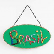ブラジル雑貨 ドアプレート【Brasil】グリーン|インテリア雑貨