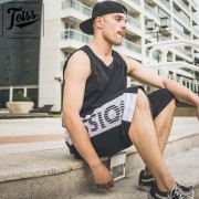 【TOISS】サイドボーダーロゴスウェットハーフパンツ ブラック　ネイマールブランド|メンズウエア|TOISS（ネイマールブランド）