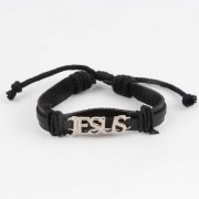 紐調節革紐タイプブレスレット【JESUS】ブラック|アクセサリー|メンズ