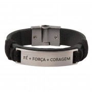 FE＋FORCA＋CORAGEM ワンタッチ革紐ブレスレット ブラック|アクセサリー|メンズ
