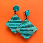 ウッドスクエアコードピアス MUNNY by Malagueta ターコイズ|MUNNY by Malagueta（アクセサリー・雑貨）