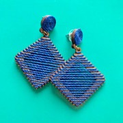 ウッドスクエアコードピアス MUNNY by Malagueta ネイビー|MUNNY by Malagueta（アクセサリー・雑貨）