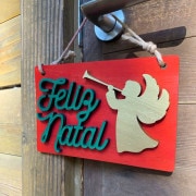 木製クリスマスエンジェルプレート Feliz Natal 天使 飾り|インテリア雑貨