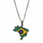 ブラジル国旗＆国土モチーフデザインネックレス シルバー|アクセサリー|レディース