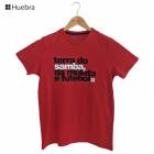 Huebra ウエブラフレーズTシャツ terra do samba,da mulata e futebol レッド|HUEBRA（リオデジャネイロ発）