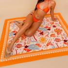 マーメイドと海の仲間たち BRISA DO MAR【Casa Del Solブラジルカンガ】速乾・軽量万能クロス アイボリー|ブラジルカンガ（パレオ）