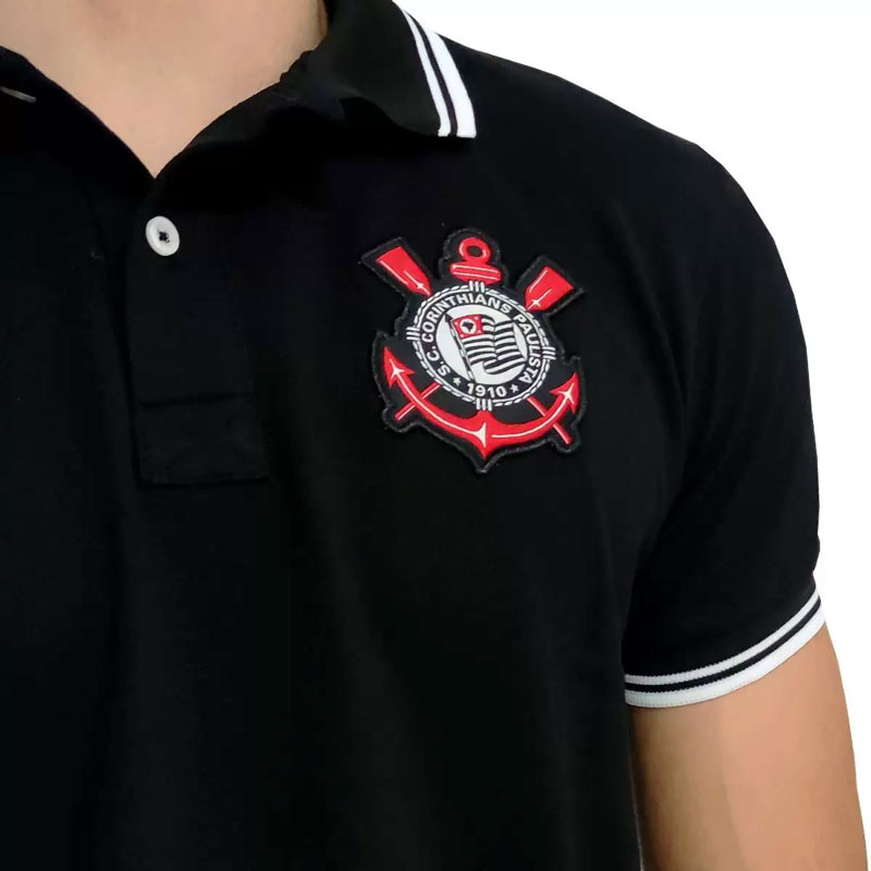 コリンチャンス公式エンブレム付きブラックポロシャツ【CORINTHIANS