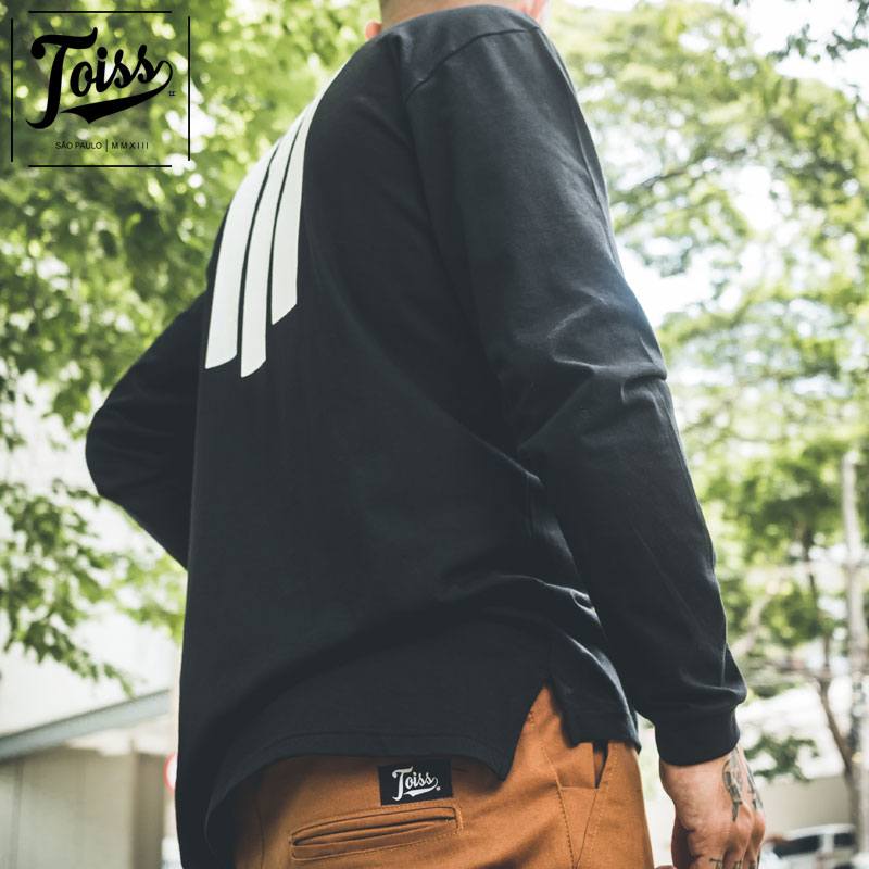 ネイマールブランド【TOISS】#3ラインデザインロンT ブラック TOISS】#3ラインデザインロンT ロングTシャツ ブラック