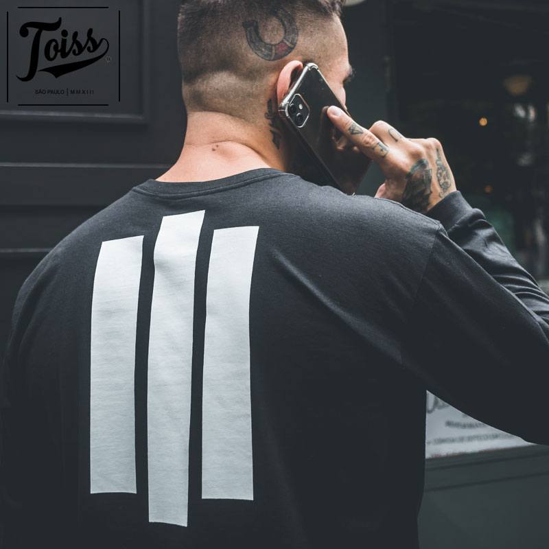ネイマールブランド【TOISS】#3ラインデザインロンT ブラック TOISS】#3ラインデザインロンT ロングTシャツ ブラック