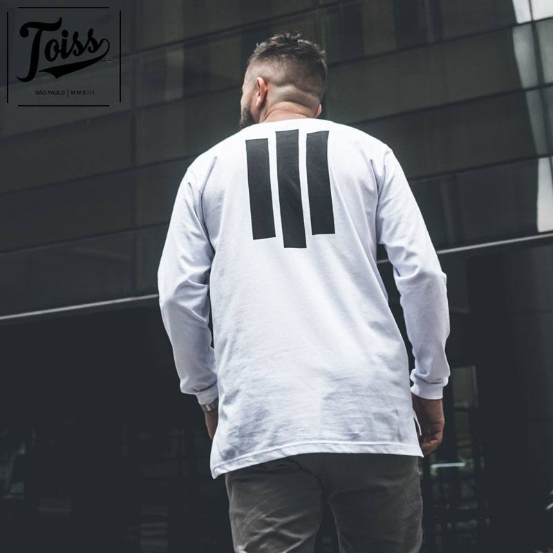 ネイマールブランド【TOISS】#3ラインデザインロンT ホワイト TOISS】#3ラインデザインロンT ロングTシャツ ホワイト