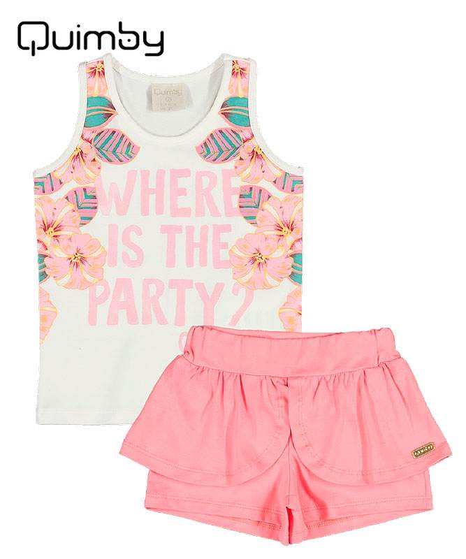 ON ピンクタンクトップ&ブラウンショートパンツ&帽子3セット QUIMBY】女の子タンクトップ＆ショートパンツセット【子供服・かわいい