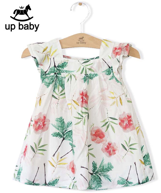 Up Baby 女の子ベビーワンピース サマードレス おしゃれ リゾートボタニカル ホワイト すべての商品のブラジル通販 Sorte