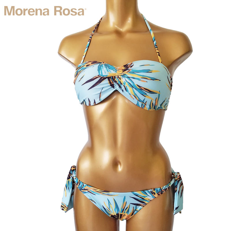 【即発】モレナローザ水着 ビジューネックレス付バンドゥ Morena Rosa】モレナローザ ビジューネックレス付ボタニカル柄