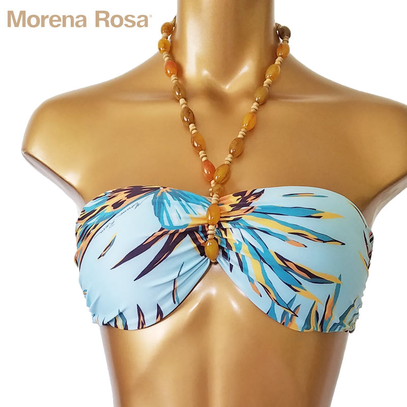 【即発】モレナローザ水着 ビジューネックレス付バンドゥ Morena Rosa】モレナローザ ビジューネックレス付ボタニカル柄