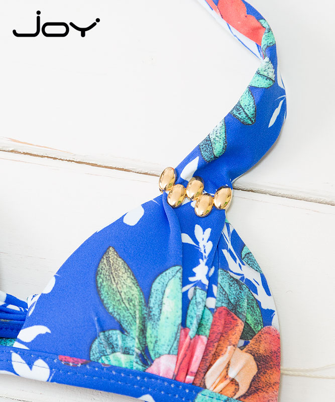 ◇期間限定セール◇【JOY】女の子セパレート三角水着【花柄】|ブルー