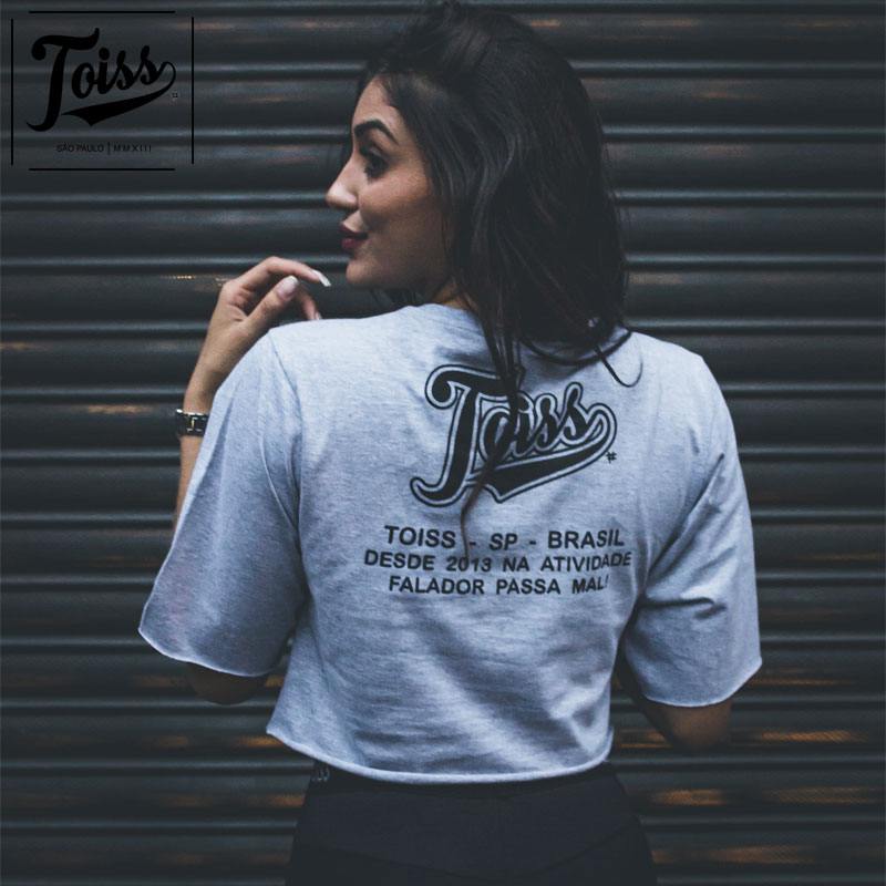 TOISSレディース ＃レジェンダバックプリントクロップドTシャツ グレー TOISSレディース】＃レジェンダバックプリントクロップドTシャツ