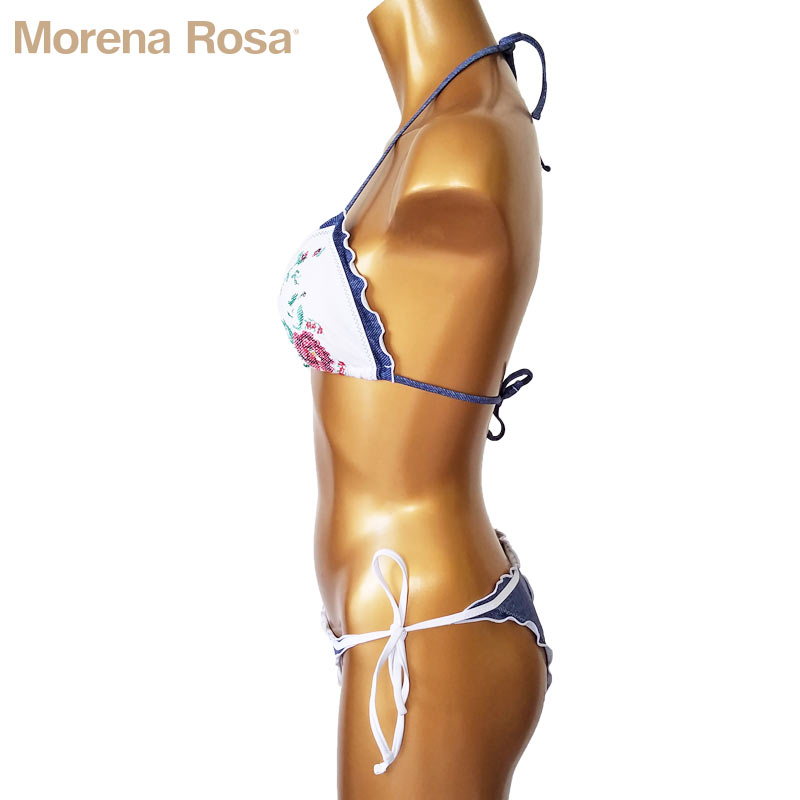 Morena Rosa】モレナローザ デニム調刺繍ステッチ花柄三角水着