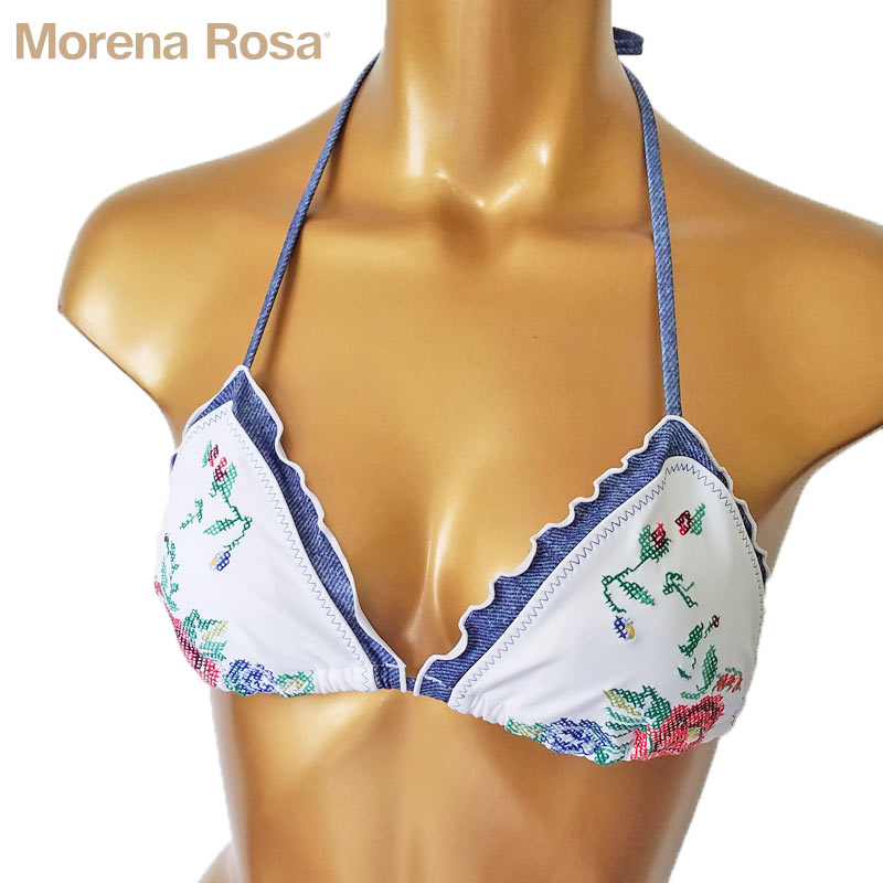 Morena Rosa】モレナローザ デニム調刺繍ステッチ花柄三角水着
