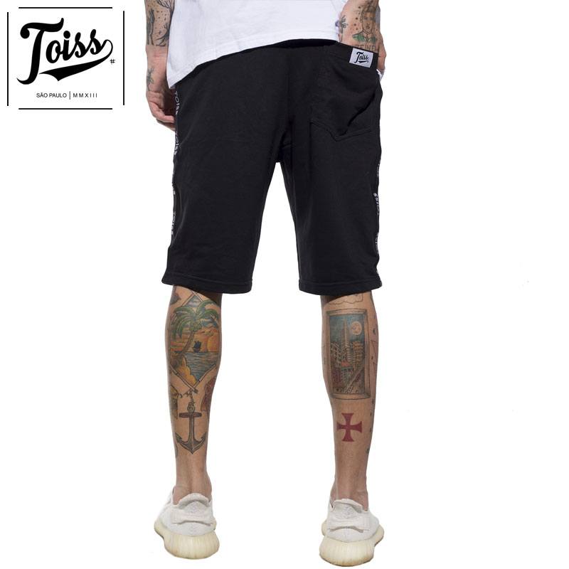 ネイマールブランド【TOISS】スウェットハーフパンツ ブラック TOISS】ELASTICOサイドテープスウェットハーフパンツ ブラック