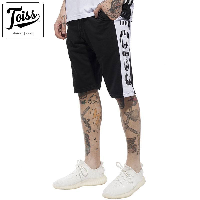 TOISS】サイドボーダーロゴスウェットハーフパンツ ブラック TOISS】サイドボーダーロゴスウェットハーフパンツ ブラック