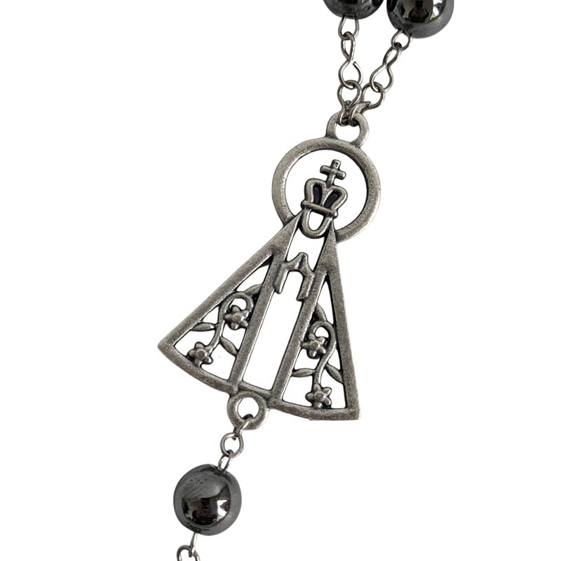 ブラジルのお守り【車用】アパレシーダ メタリック シルバー×ブラック