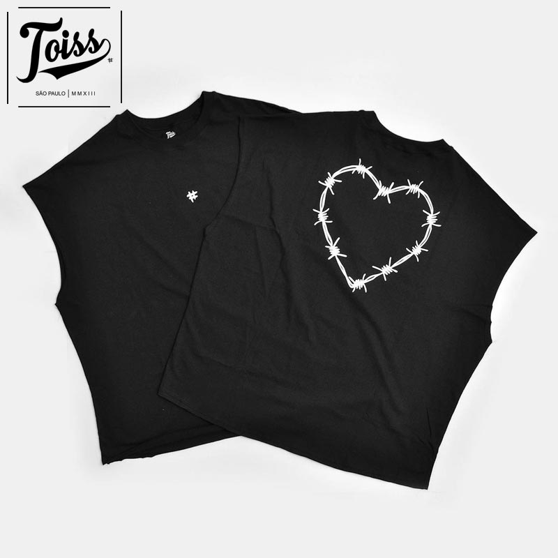 【TOISS】タンクトップTシャツ Heart ブラック TOISS】トイス オーバーサイズタンクトップTシャツ Heart