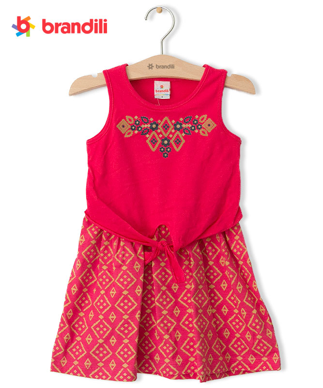 Brandili 女の子ワンピース 海外ブランド子供服 おしゃれ フロントリボンワンピ マゼンダ すべての商品のブラジル通販 Sorte