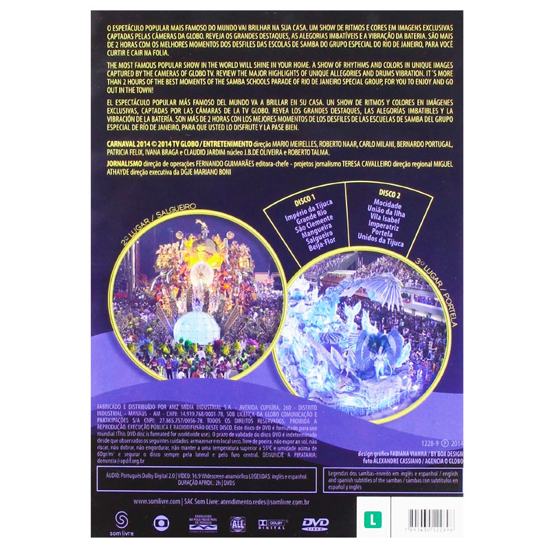 リオのカーニバル【サンバ】CARNAVAL 2014 RIO DE JANEIRO 2枚組DVD
