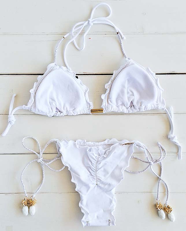 Morena Rosa】パイナップルチャーム付きフリル三角水着 ホワイト